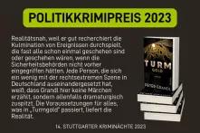 Politikkrimipreis 2023, Bild des Buchcovers Turmgold von Peter Grandl